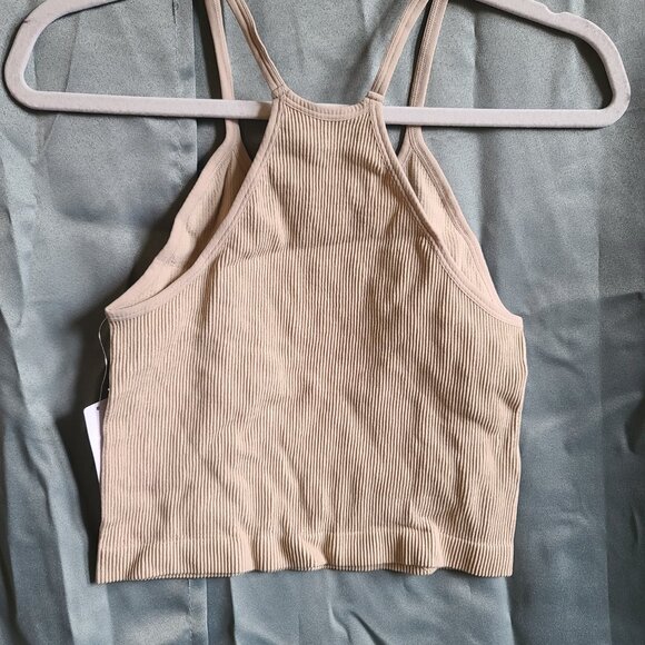 Tan Ribbed Crop Top - Picture 2 of 4